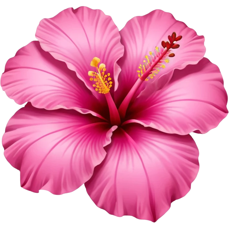 A pink hibiscus flower but in the shape of a heart emoji