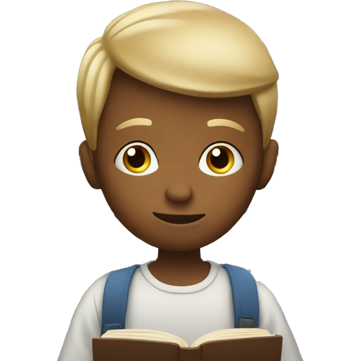 realistic boy reading a book emoji