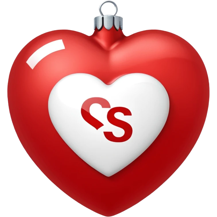red Christmas heart-shaped ball with white "S" logo emoji