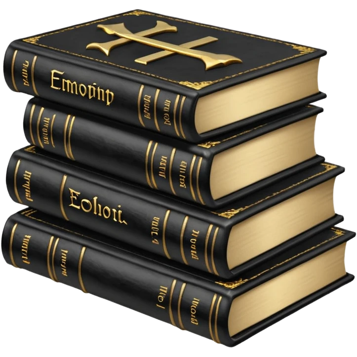 5 black gothic books on top emoji