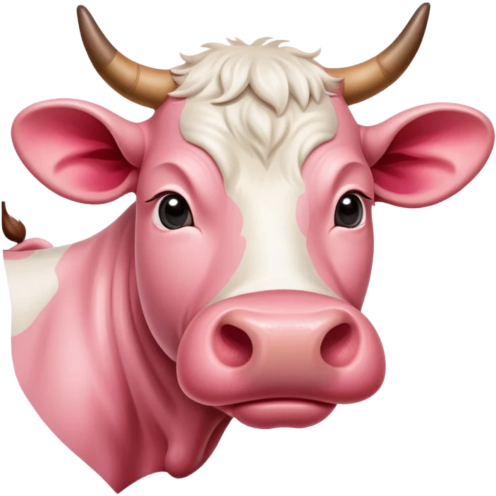 a pink cow painting a SPAM meat portrait landscape  emoji
