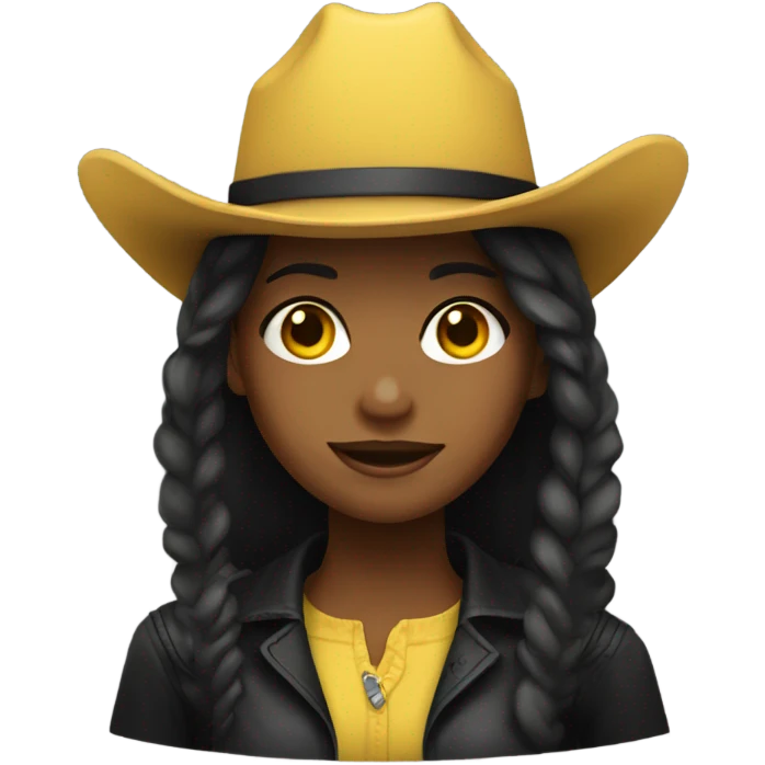 girl with a black cowboy hat, default yellow skin emoji
