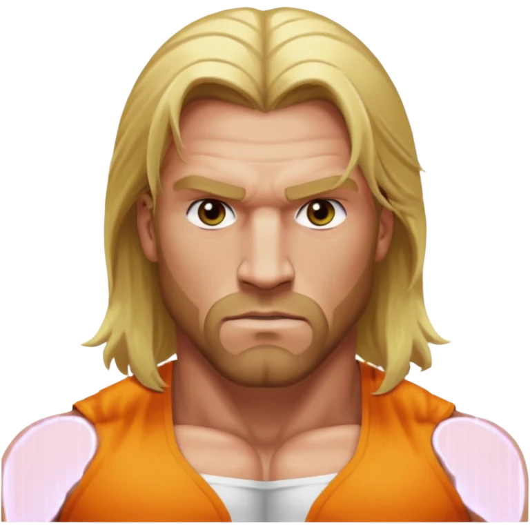 Triple H with hazel eyes, long blonde hair, shirtless emoji