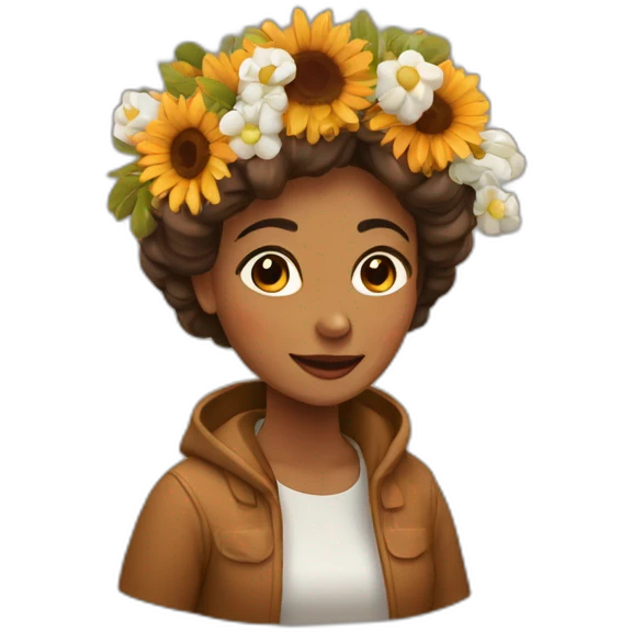 Mujer con flores de otoño emoji