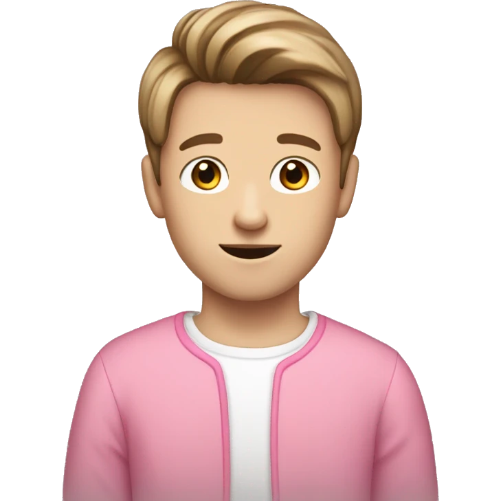A white boy, with brown hair, I mean really really brown hair, no blonde bullshit, with a bowlcut wearing pink clothes emoji
