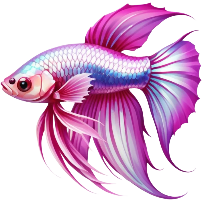 pink and white betta fish with beautiful tail emoji