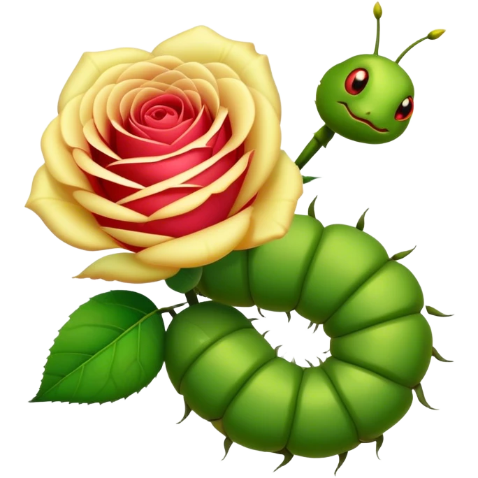 Rose with caterpillar on it  emoji