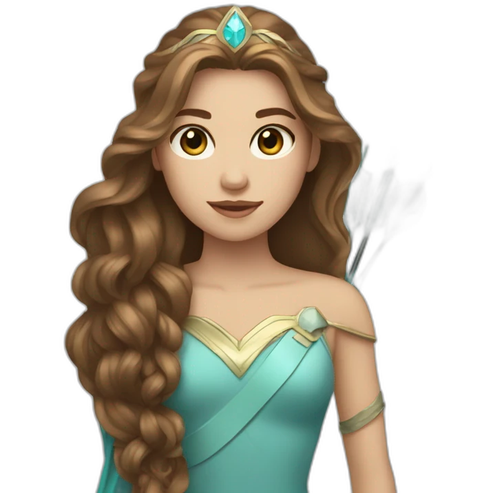 Princess with arrow,light cyan eyes, long brown wavy hair emoji