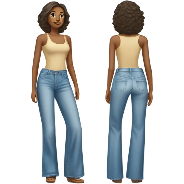 Realistic Wide Long leg high waisted light blue jeans, isolated emoji