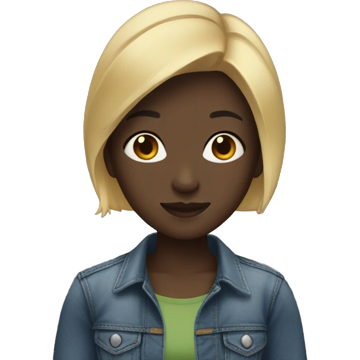 girl with dark skin and short blonde hair in jeans emoji