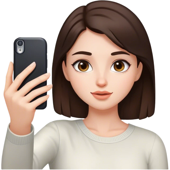 Brunnette girl selfie aesthetic emoji
