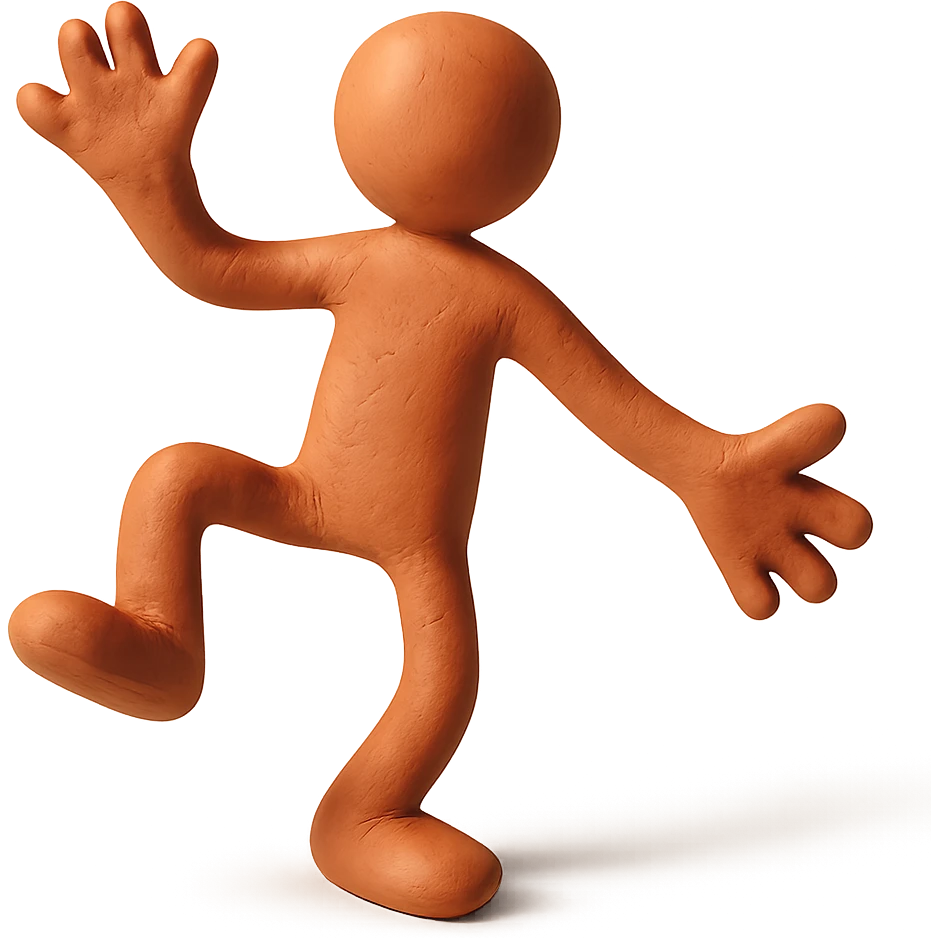 playful pose stick figure in claymation style emoji