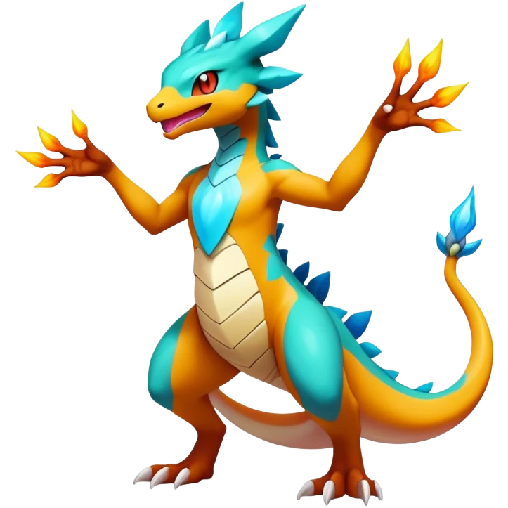 Elemental magical colorful exotic animesque Pokémon-Fakémon-creature, (full body) emoji