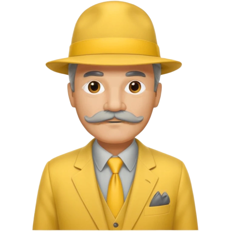 middle aged mobster with yellow colored suit and hat and grey mustache with grey beard emoji