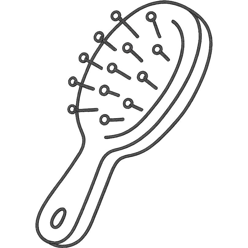 hand drawn outline of a hairbrush emoji
