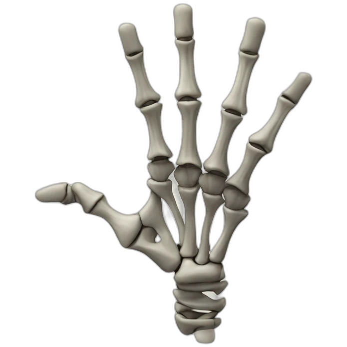 skeleton hand showing number 1 with finger emoji