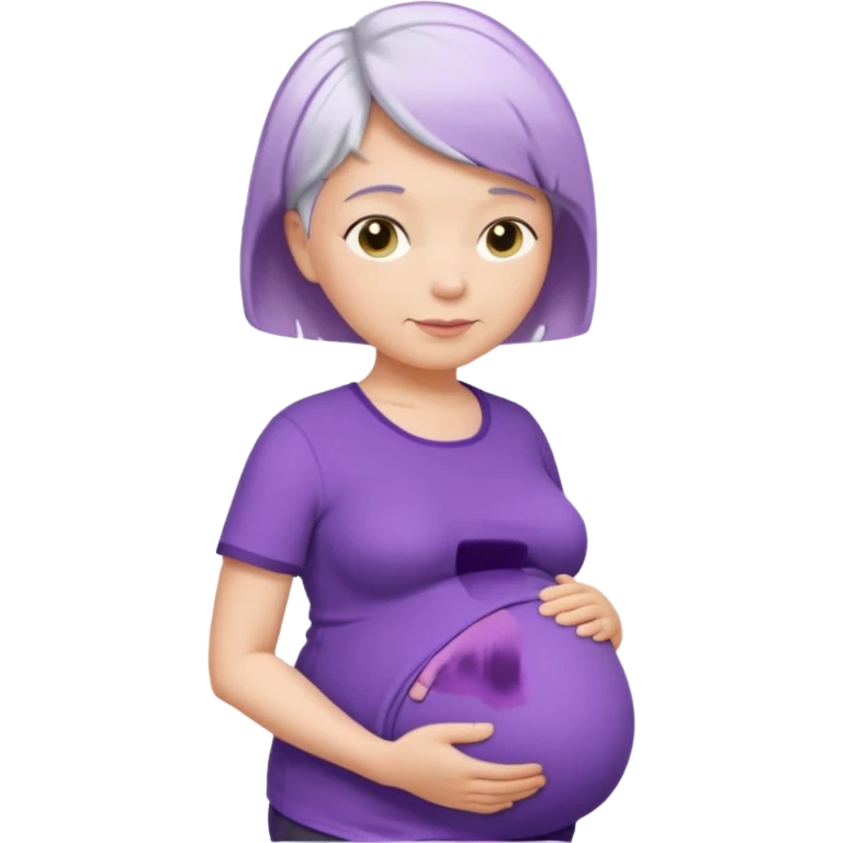 pregnant older women with purple shirt, white very short hair, head neck and abdomen only emoji