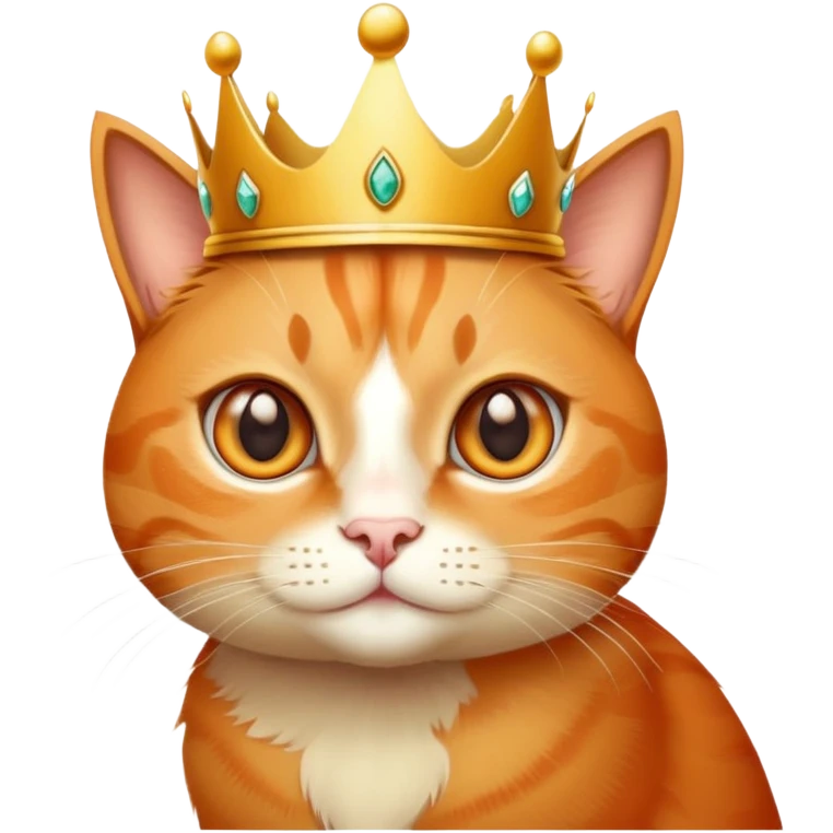 Orange Cat with crown and big eyes  emoji
