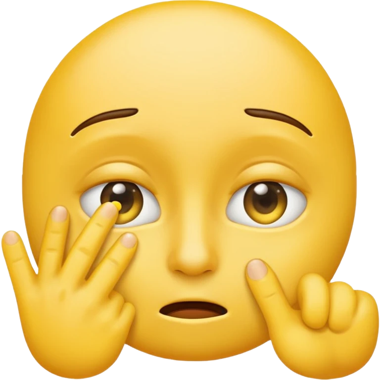 yellow emoji, cynical, finger pulling down eyelid, skeptical emoji