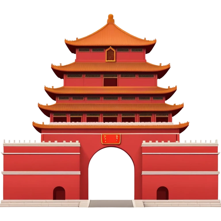 Tiananmen Gate simple cartoonish emoji style Chinese building with red walls emoji