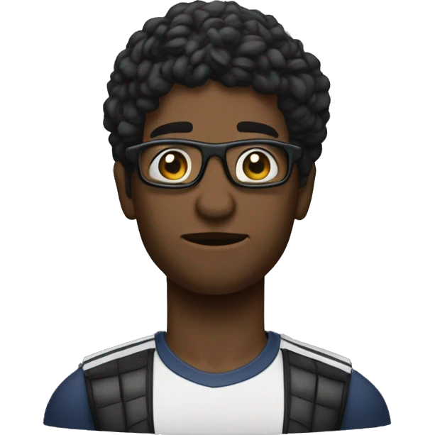 Jugador sosteniendo un arma cabello negro con lentes oscuros y ropa de miitar emoji