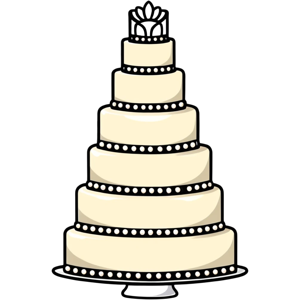 elegant multi-tier light pink wedding cake with pearl decorations emoji