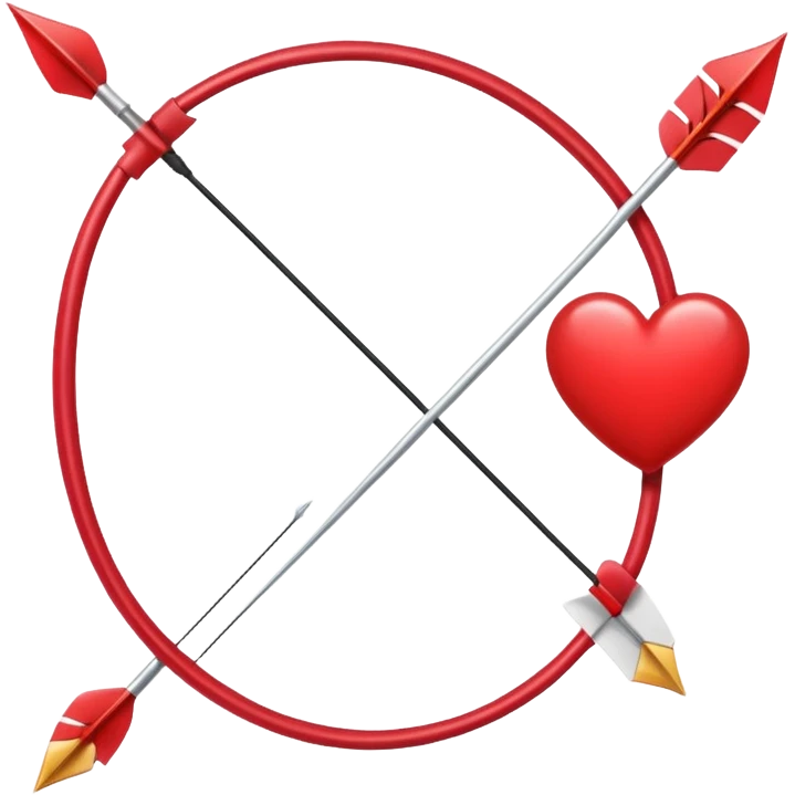 bow and arrow in a valentine’s day mood, with the arrow having a heart shape  emoji