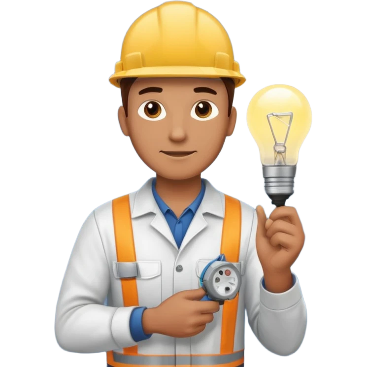 Am man Electricity power employer at work with a light emoji