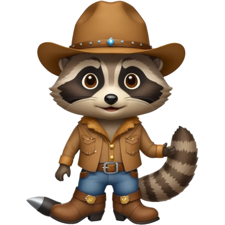 Raccoon in a cowboy hat and boots emoji