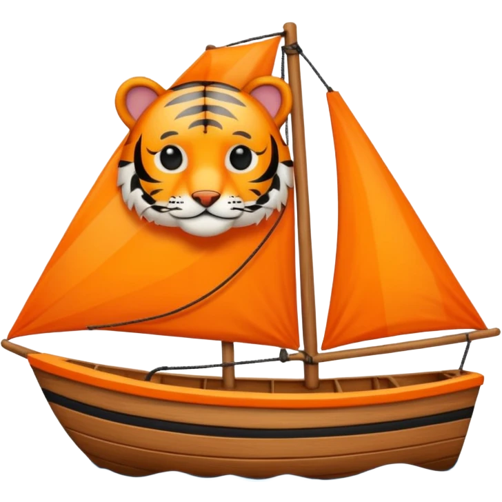 cute tiger sailing emoji