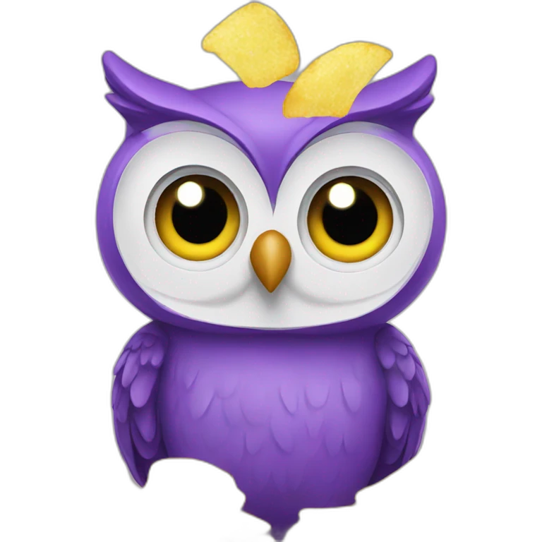 purple owl eating chips emoji