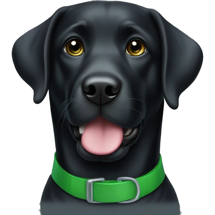 Black Labrador with green collar emoji