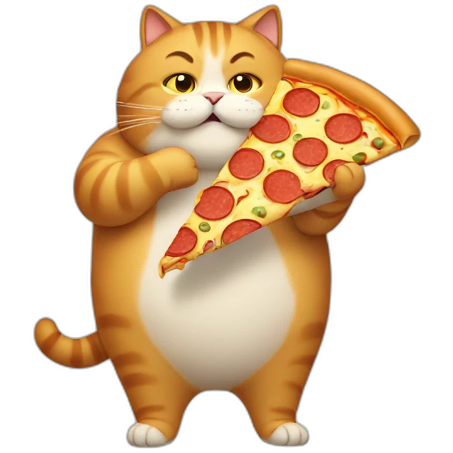 a fat cat eating pizza emoji