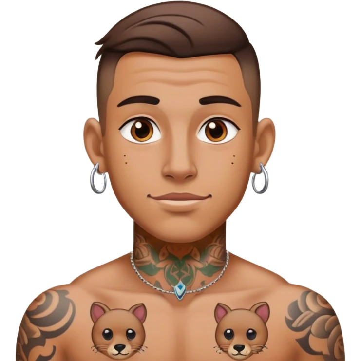 A guy with tattoos and ear piercings  emoji