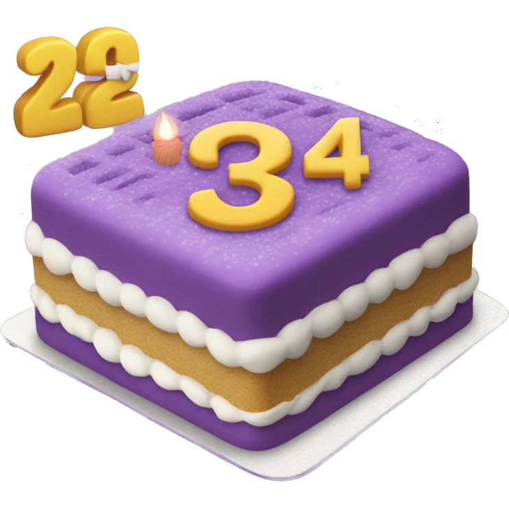 Purple Colored bento birthday with frosting and written on the cake the number 24 emoji