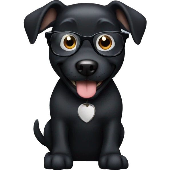 black dog smiling with glasses emoji