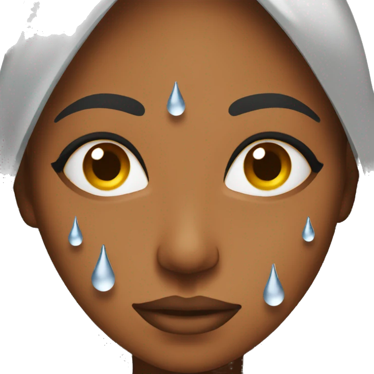 Water droplets on brown woman  emoji