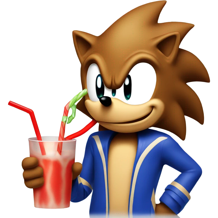 sonic the hedgehog sucking a straw, steaming emoji
