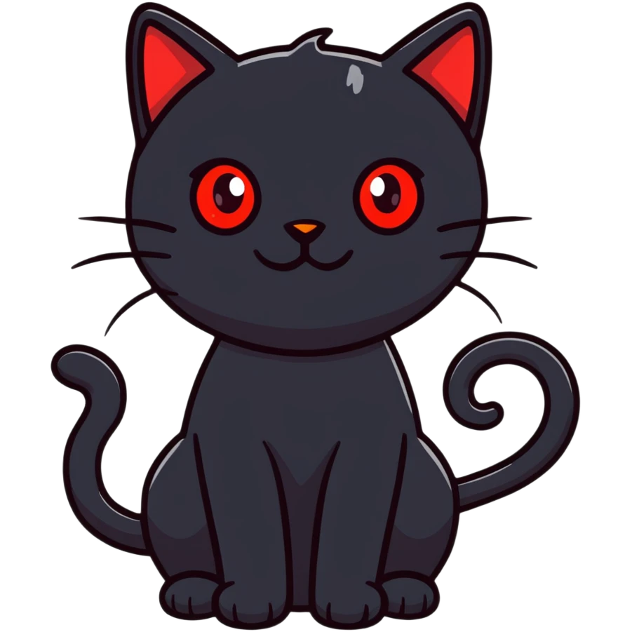 Mysterious black cat with bright red eyes emoji