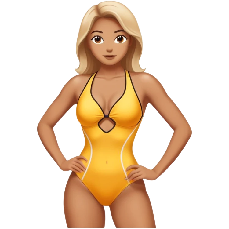 Slim-Thicc woman swimsuit posing (athletic build, perfect body, hourglass figure) emoji