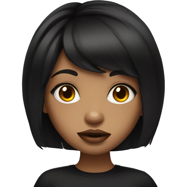 black hair girl with a face piercing and big lips emoji