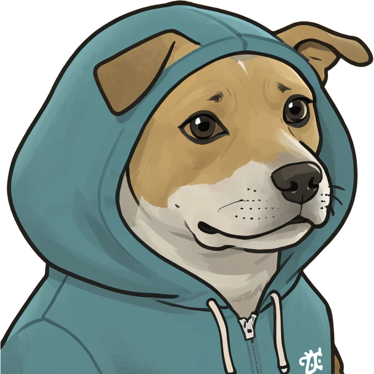 Dog wearing hoodie emoji