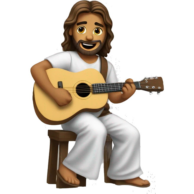Jesus playing the guitar ￼ emoji