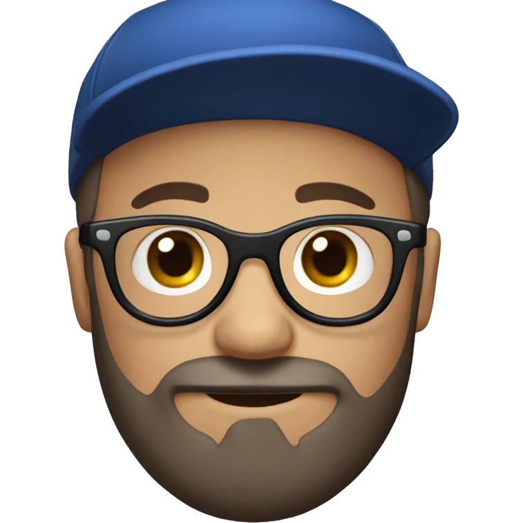 Guy with round glasses and french cap beard emoji