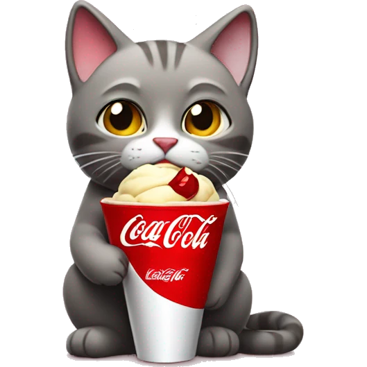 Cat drinking coca cola ice cream emoji