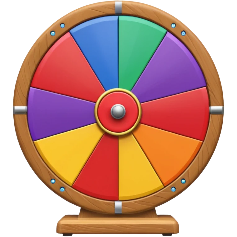 can you make me a prize wheel with the colors red, yellow, green, blue, orange, purple and make sure the colors are seperated and symetrical emoji