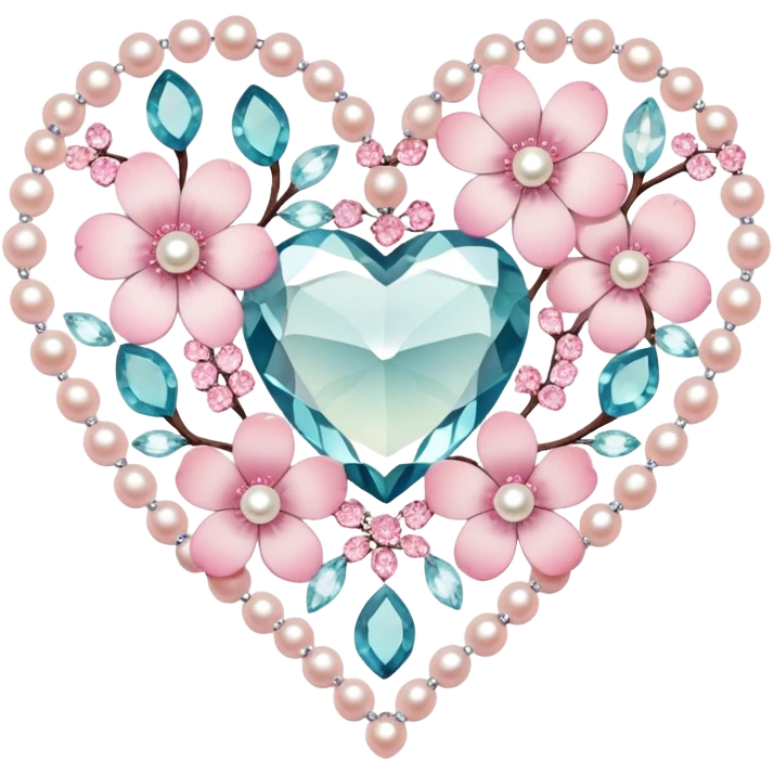 Sakura flower heart Cœur pastel suncatchers gemstones beads pearls crystals emoji