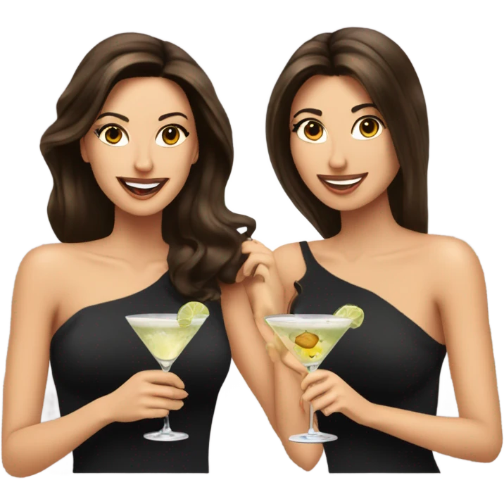  women two friends sipping prnstar martinis brunettes emoji