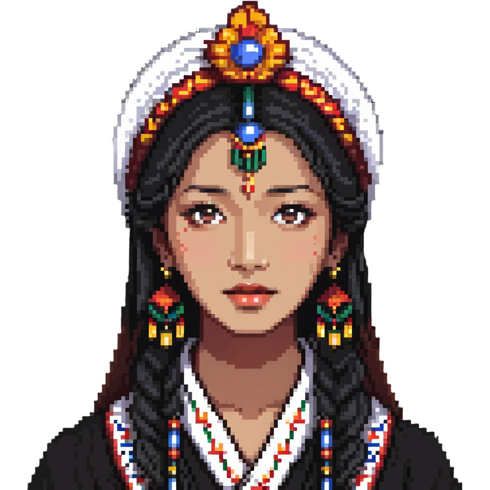 Woman with mixed Korean and Indian features, wearing traditional elements from both cultures emoji