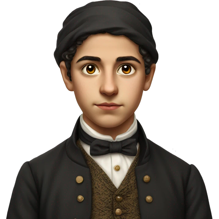 19th century Turkish teenager without a hat photorealistic serious emoji